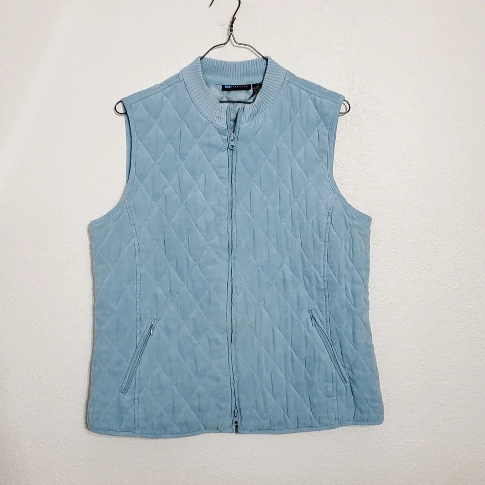 Relativity Womens Quilted Puffer Vest Sky Blue‎ Size Small Full zip sleeveless